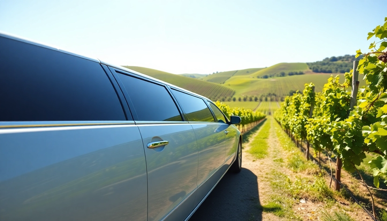 Experience the elegance of a winery tour limousine in a stunning vineyard