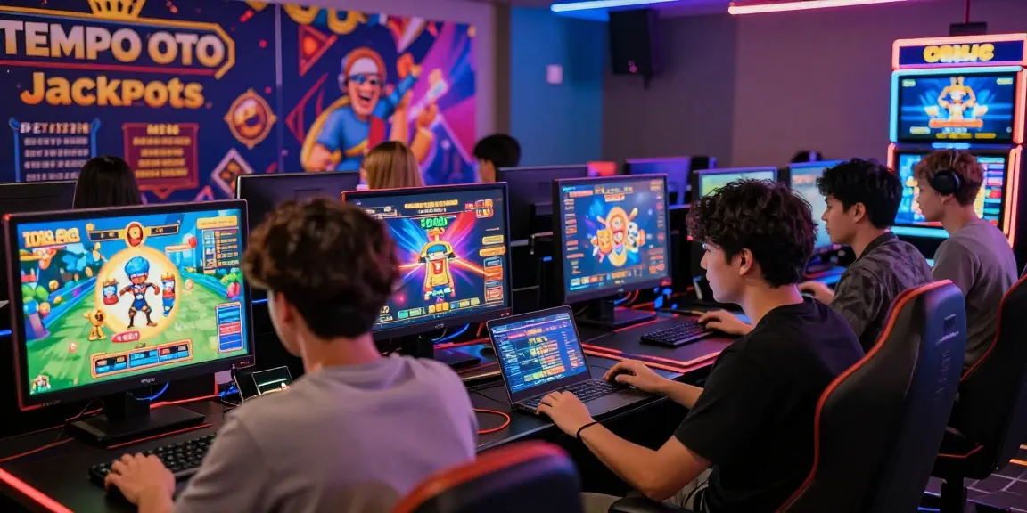 Players enjoying a vibrant gaming session at TEMPOTOTO, engaging in togel and slot games with excitement.