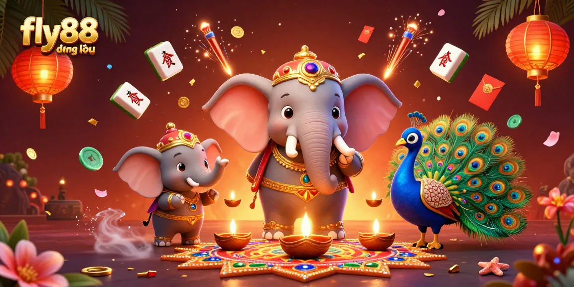 Engage with fly88 đăng nhập in a vibrant and festive 3D casino scene filled with dynamic elements and rich colors.