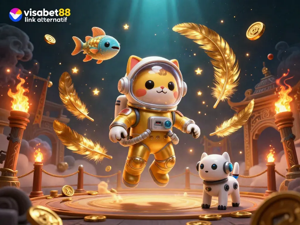 Experience the thrill of betting with visabet88 link alternatif amid a vibrant cosmic scene full of action.
