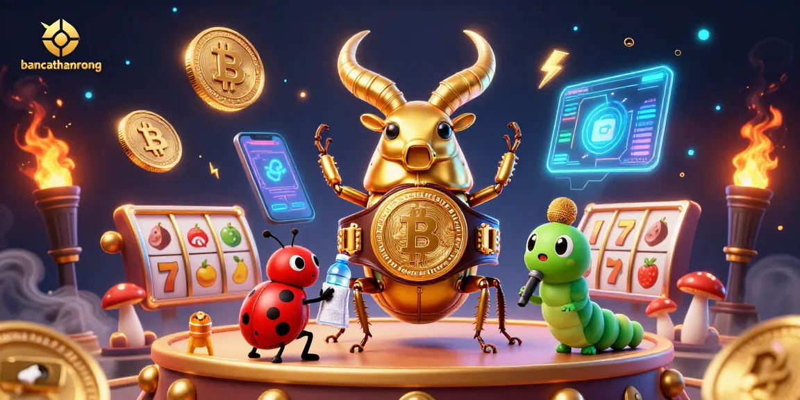 Experience bancathanrong's thrilling casino showdown with a golden stag beetle and crypto elements, bringing excitement to gameplay.