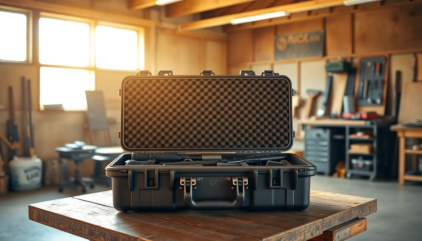Pelican gun case for sale, showcasing its durable design and organized interior for protection.