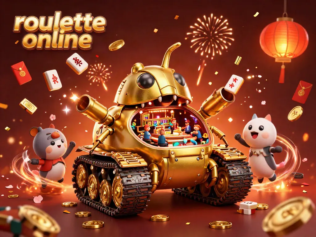 Experience thrilling roullete online action with a vibrant mini casino inside a golden beetle tank.