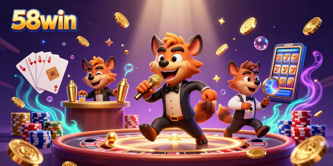Experience excitement at 58win's dynamic comedy casino club with vibrant characters and engaging gameplay.