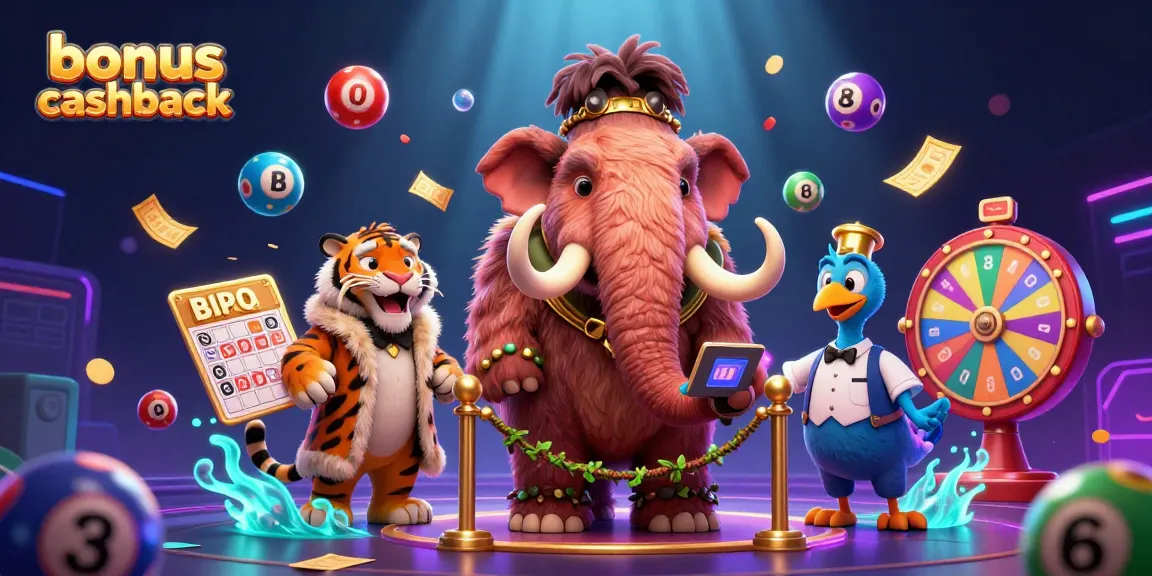 Experience the thrill of casino gaming with a vibrant scene of characters celebrating bonus cashback rewards.