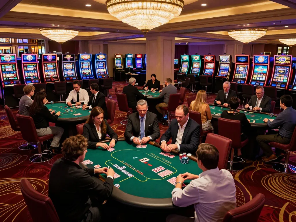 Players enjoying an exciting game at 58win casino with vibrant atmosphere and warm lighting.