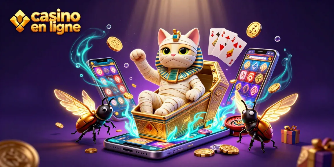 Casino en ligne : illustrez une aventure captivante avec un chat momie égyptien.