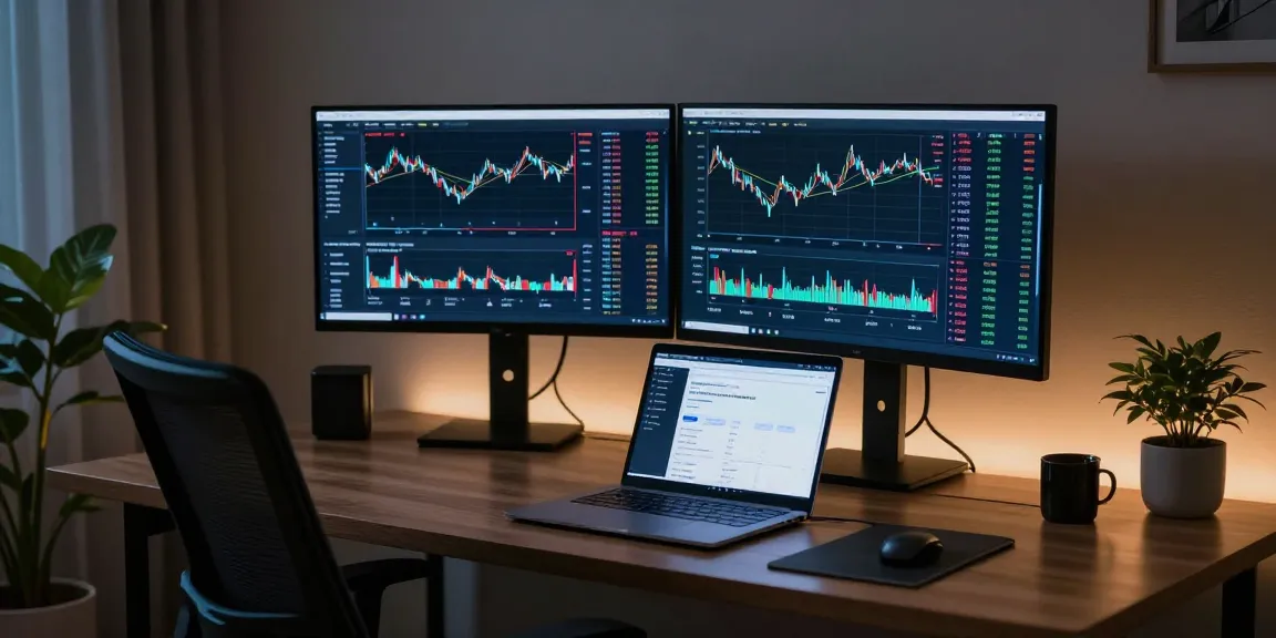 Cricbet99 live cryptocurrency trading setup with advanced charts and DeFi platforms in a modern office.