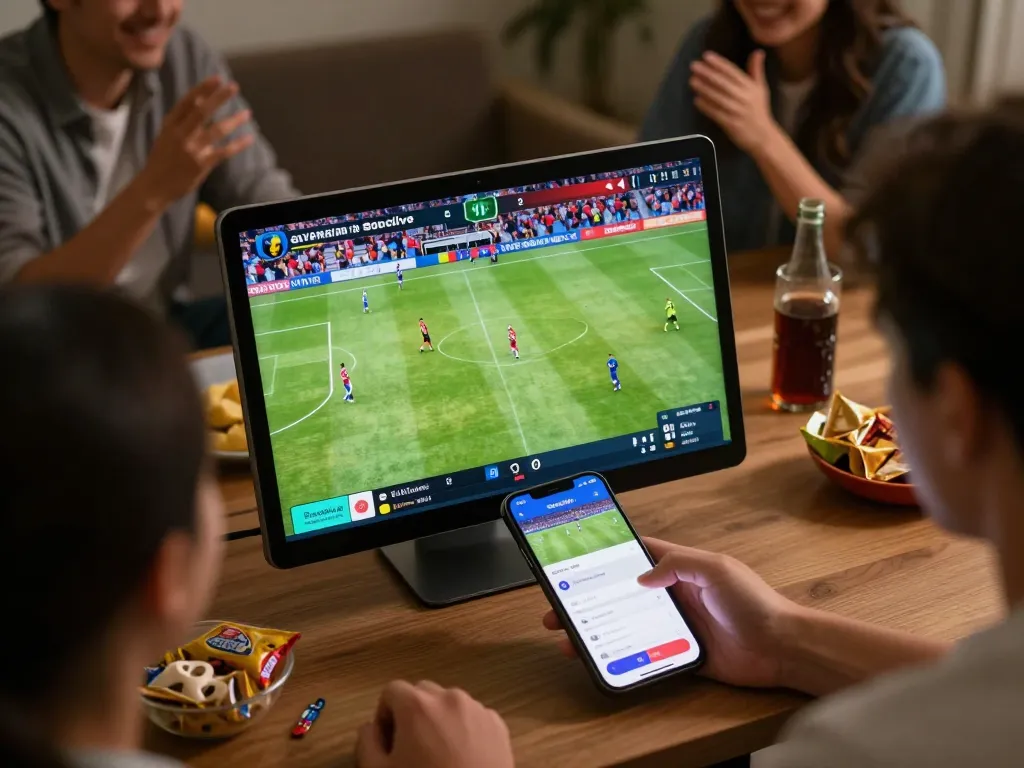 Engage in live streaming soccer matches with Trực tiếp bóng đá socolive on your mobile device, surrounded by friends.