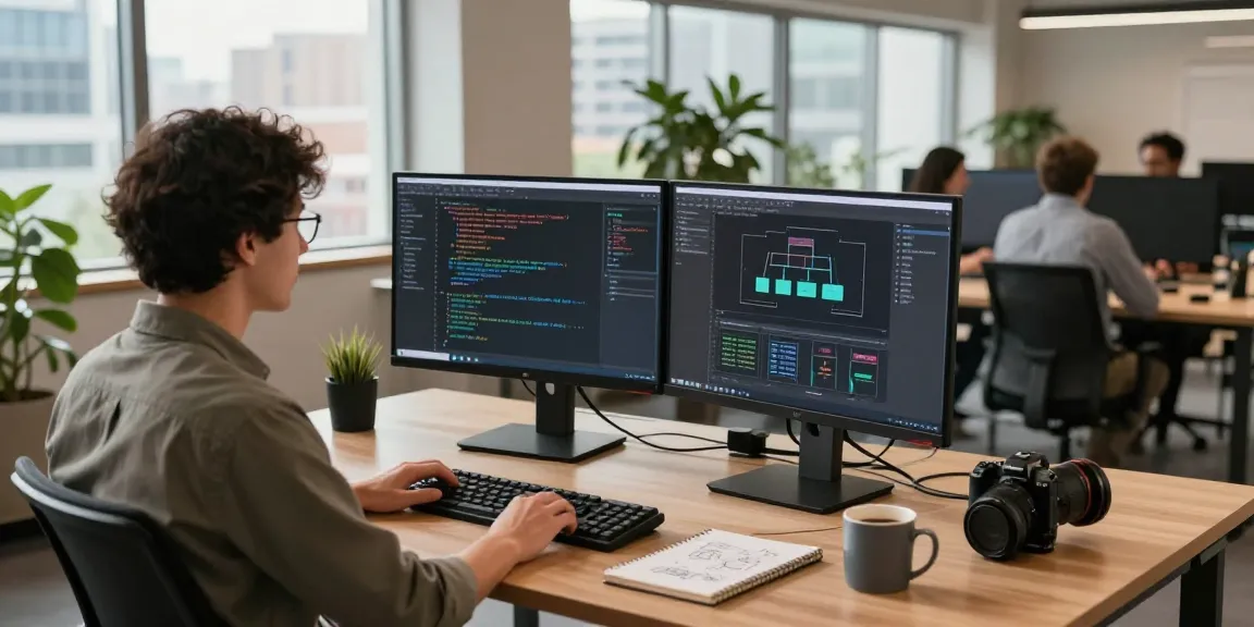 Innovative tech workspace at https://www.bdtjl.app/ showcasing a developer coding in a modern office setting.