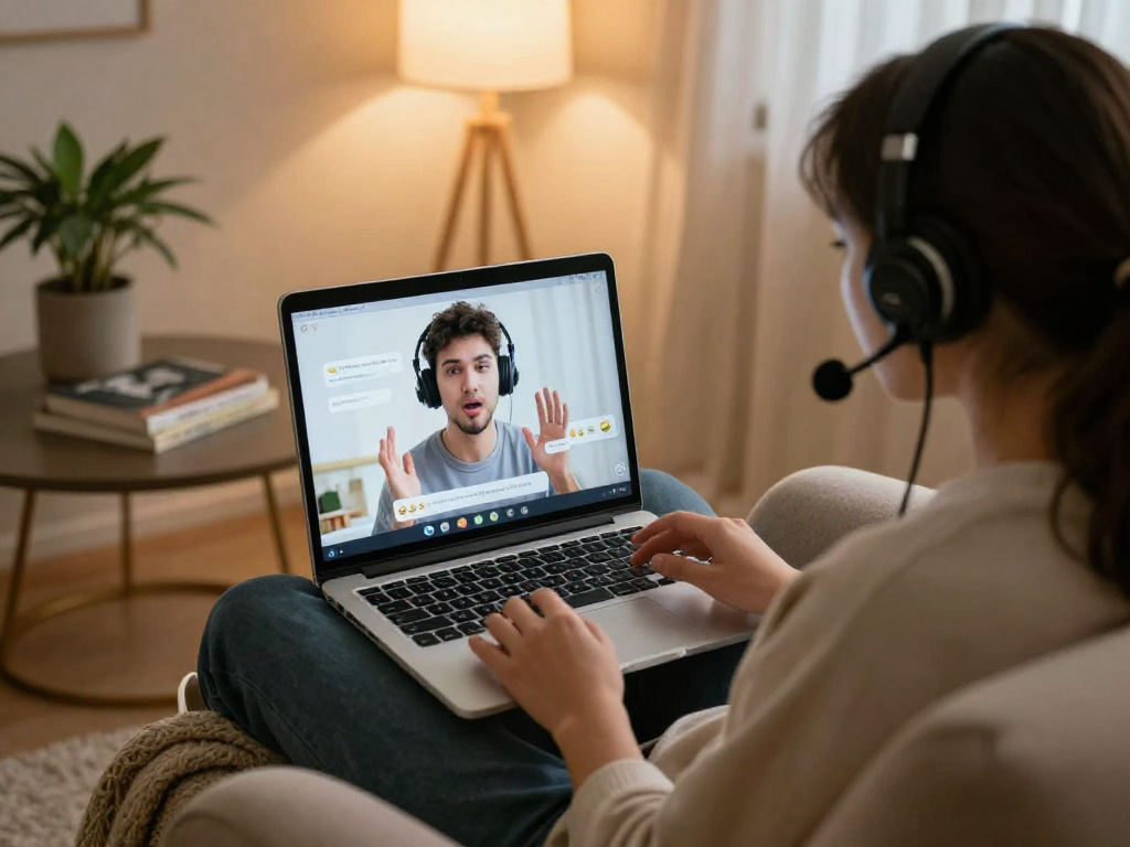 Engaging virtual chat scene showcasing porn chat ai interaction with ambient light