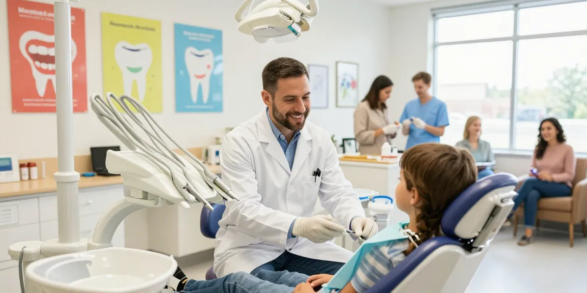 Dentist Mooresville NC welcoming patient in modern dental clinic with friendly staff.