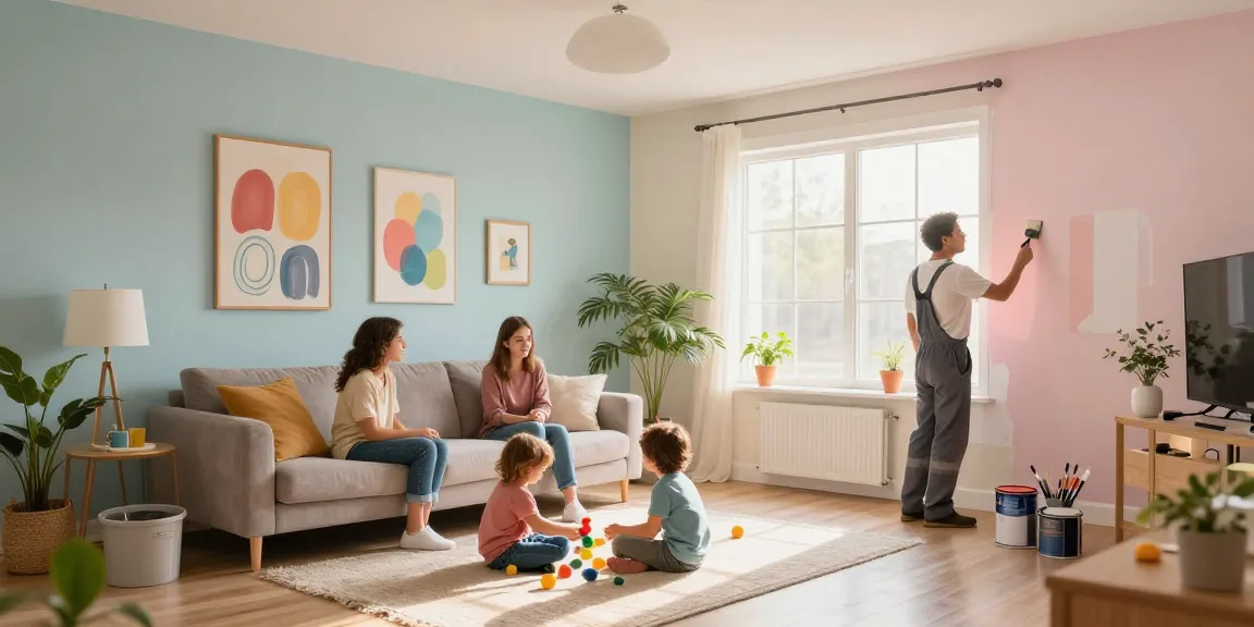 Interior painters Washington County OR enhancing a family living room with warm light and fresh colors.