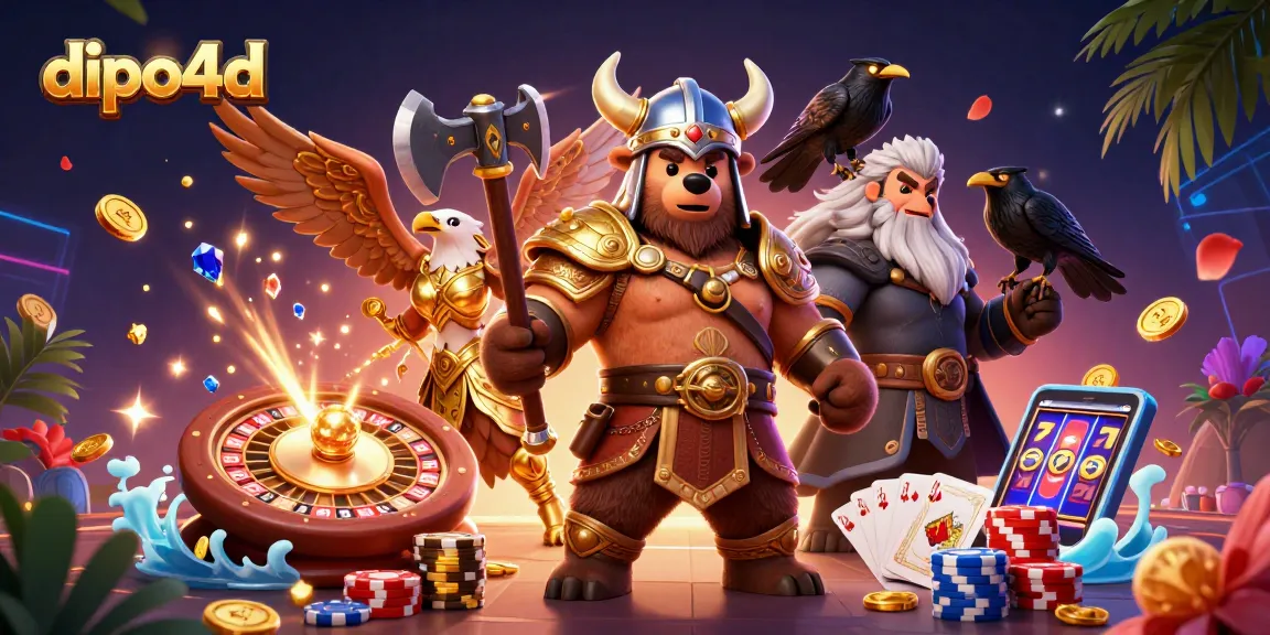 Engage in thrilling gaming at DIPO4D with a vibrant casino illustration showcasing rich elements.