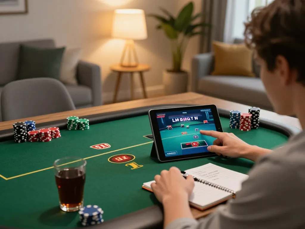 Players enjoy a poker game on 58win with engaging strategies and cozy home atmosphere