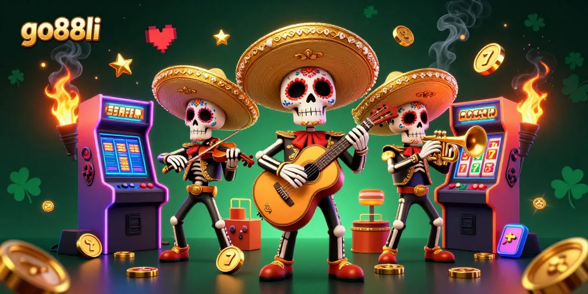 Experience the exciting world of go88li with vibrant mariachi skeletons and colorful casino elements.