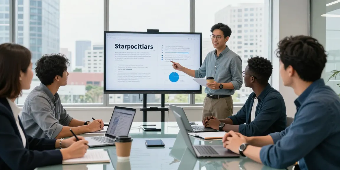 Best course for entrepreneurs and startups in a collaborative workspace with diverse professionals discussing innovative ideas.