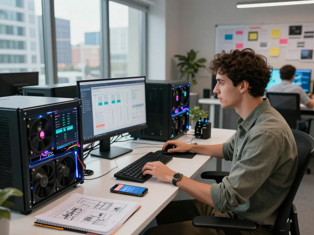 Innovative digital asset mining platform workspace with advanced technology and real-time analytics.