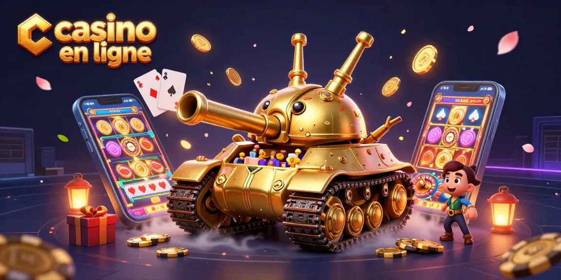 Vivez l'expérience d'un casino en ligne avec un tank doré en 3D débordant de jeux et de surprises.