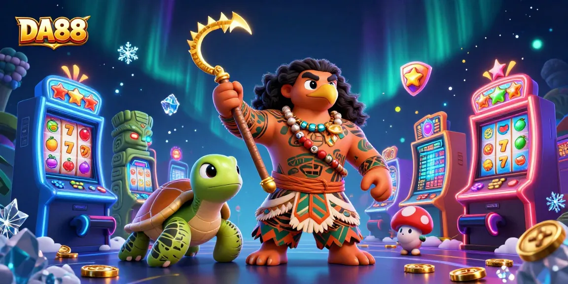 Engage in thrilling slots gameplay with the vibrant DA88 scene showcasing colorful casino elements and characters.