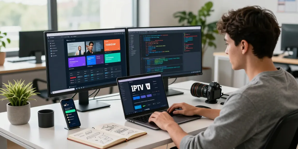 Aktiver Arbeitsplatz mit IPTV-Streaming-Analyse und modernem Arbeitsplatz für IPTV Deutschland.