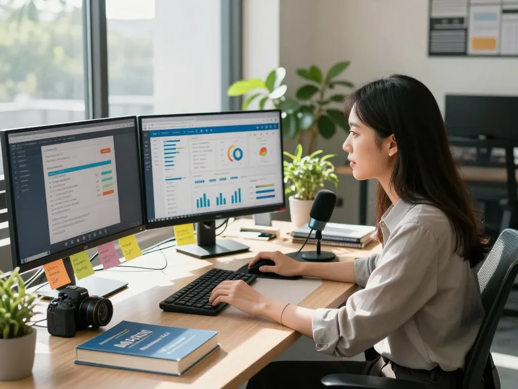 Focused professional discussing meta agency ad accounts rent strategies in a lively digital marketing office.