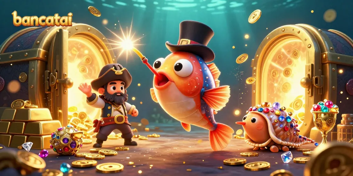 Bancatai's vibrant underwater scene with anglerfish, treasure, and pirate shrimp for casino promotions