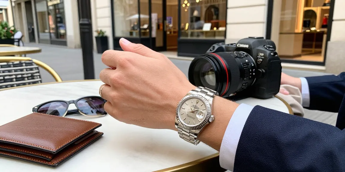 Explore stunning Rolex super clone watches in an upscale urban setting.