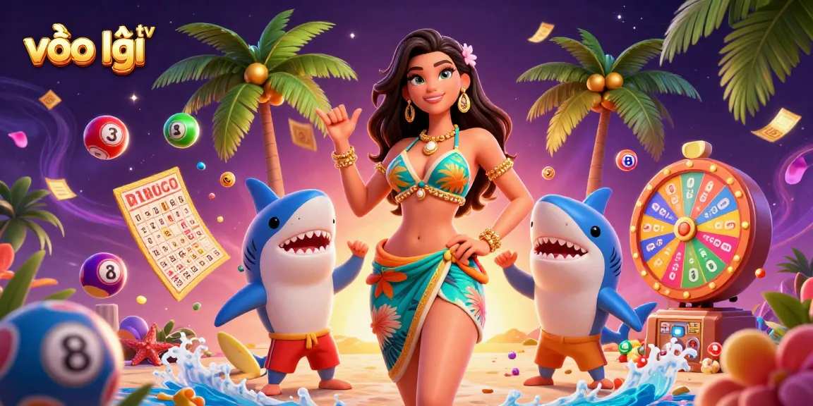 Experience the thrill of gambling with vào lưới tv, showcasing vibrant lottery elements and a beach goddess.