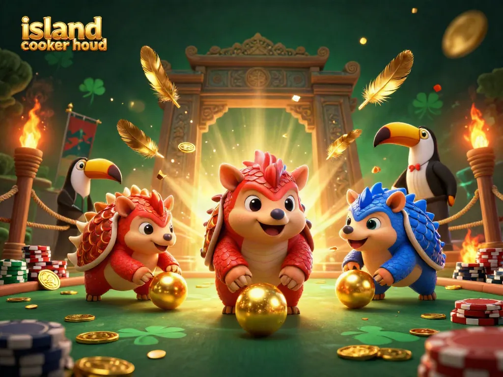 Engage in the thrill of island cooker hood gaming with rival pangolins bowling through poker chips.