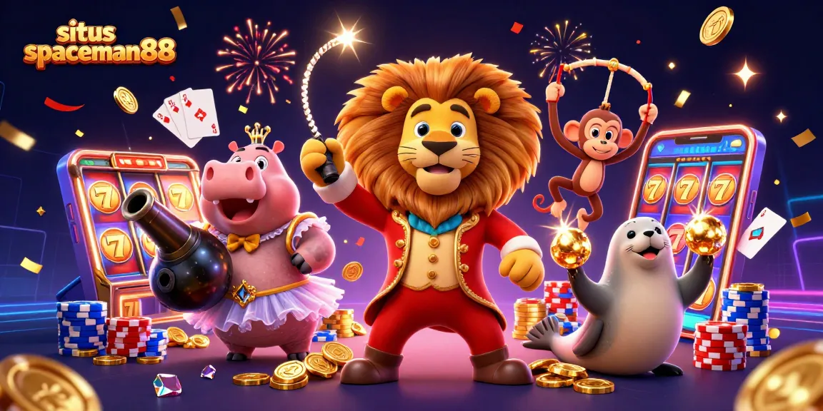 Experience thrilling play at situs spaceman88 with vibrant 3D characters and slot reels in action.