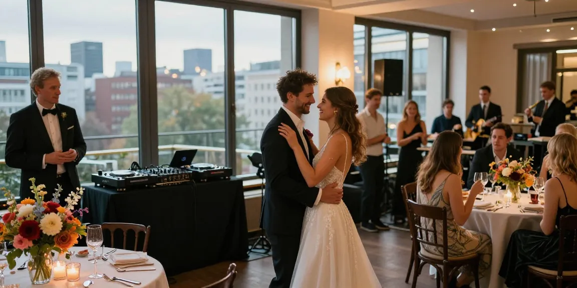 DJ für Hochzeit Berlin, elegante Hochzeit mit DJ in Berlin, tanzende Paare und festliche Stimmung