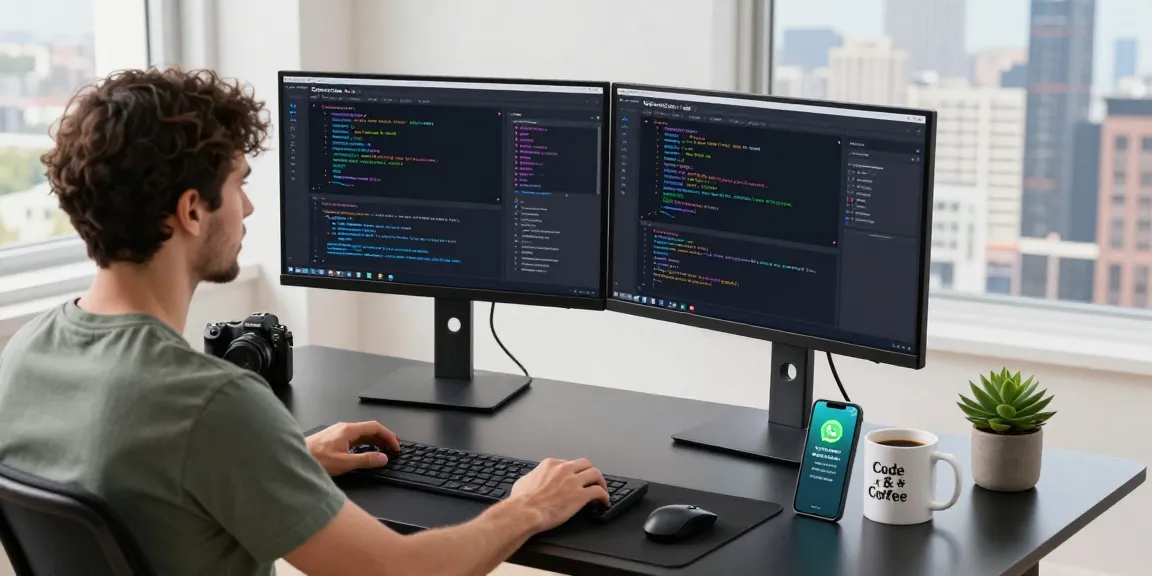 OpenClaw AI developer in a modern workspace coordinating tasks, showcasing productivity and tech integration