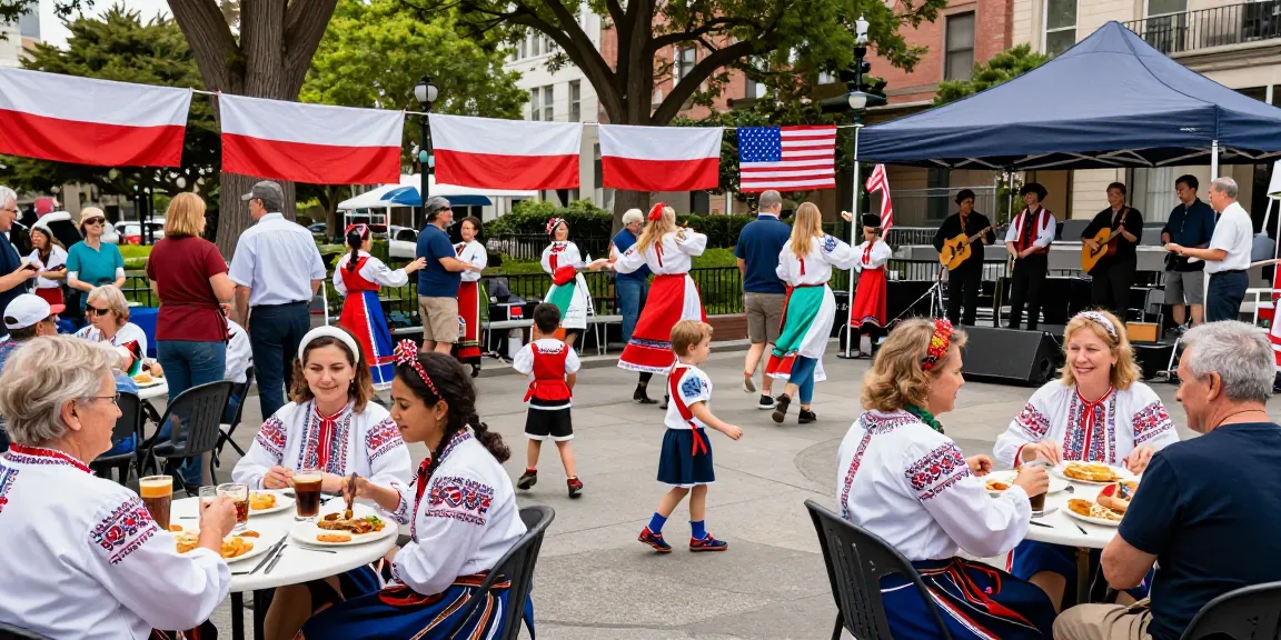 Community of Polish residents in San Francisco at https://www.sfpol.com/ celebrating cultural heritage during outdoor event.