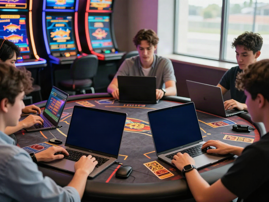 Exciting online gaming moment at DU88 with players focused on their screens and colorful digital graphics.