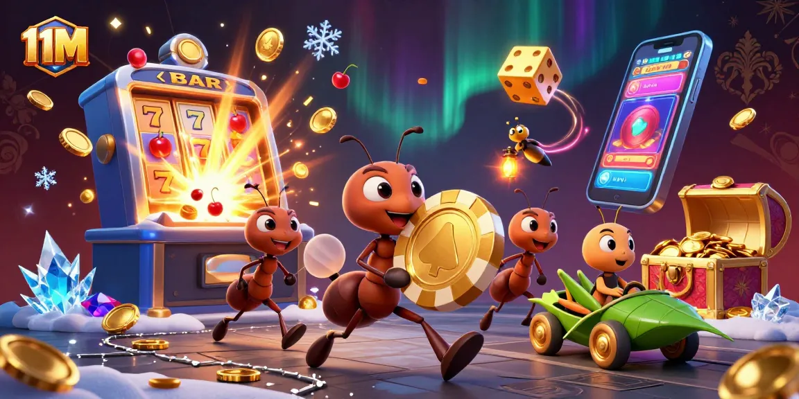 Experience excitement with 11M as ants steal a giant poker chip in a vivid casino scene.