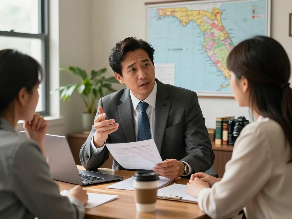 Orlando Personal Injury Lawyer consulting with a client in a warm office setting, highlighting compassionate legal support.