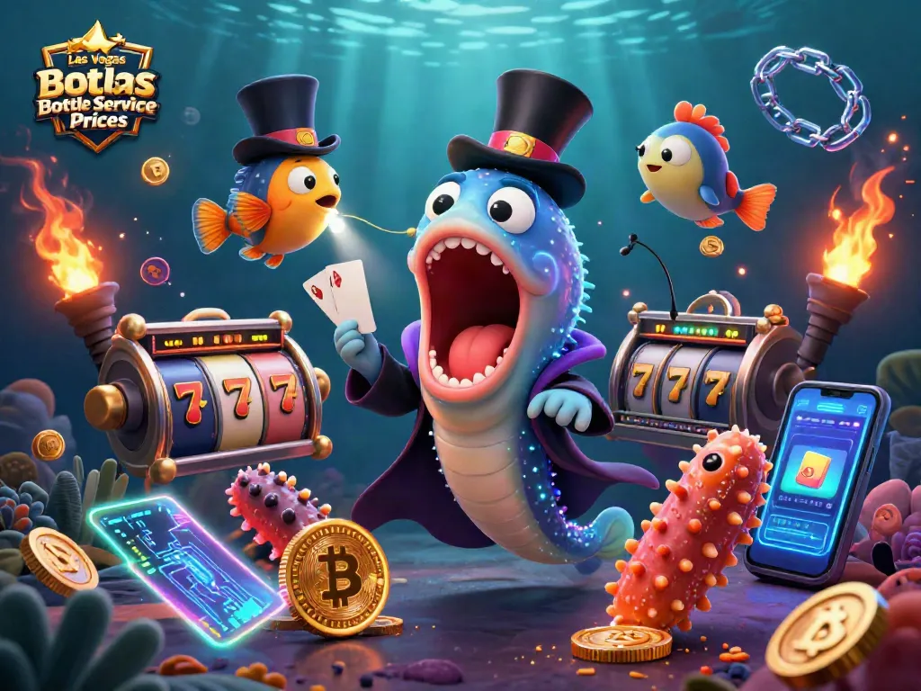 Experience Las Vegas Bottle Service Prices with a vibrant 3D scene featuring casino elements and fantastic characters.