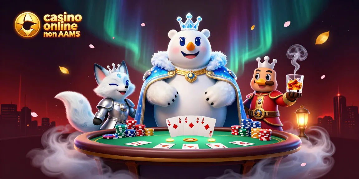 Gioca nel casino online non AAMS con il re dei ghiacci e una volpe guerriera in un’illustrazione affascinante.