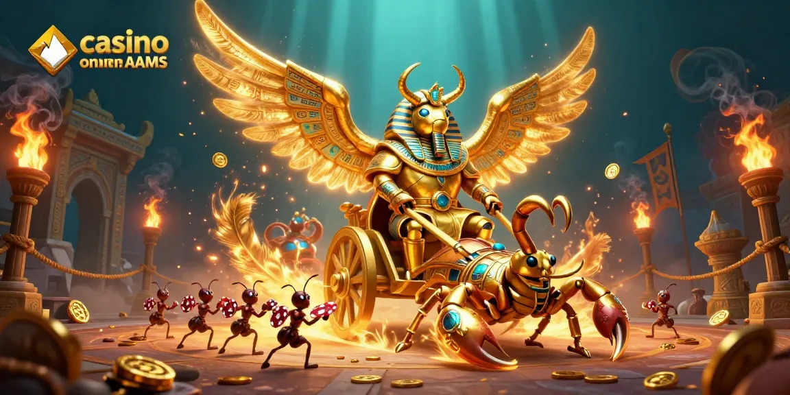 Gioca nei migliori casino online non AAMS con questa illustrazione ricca di elementi affascinanti, come il scarabeo dorato e le fiches.