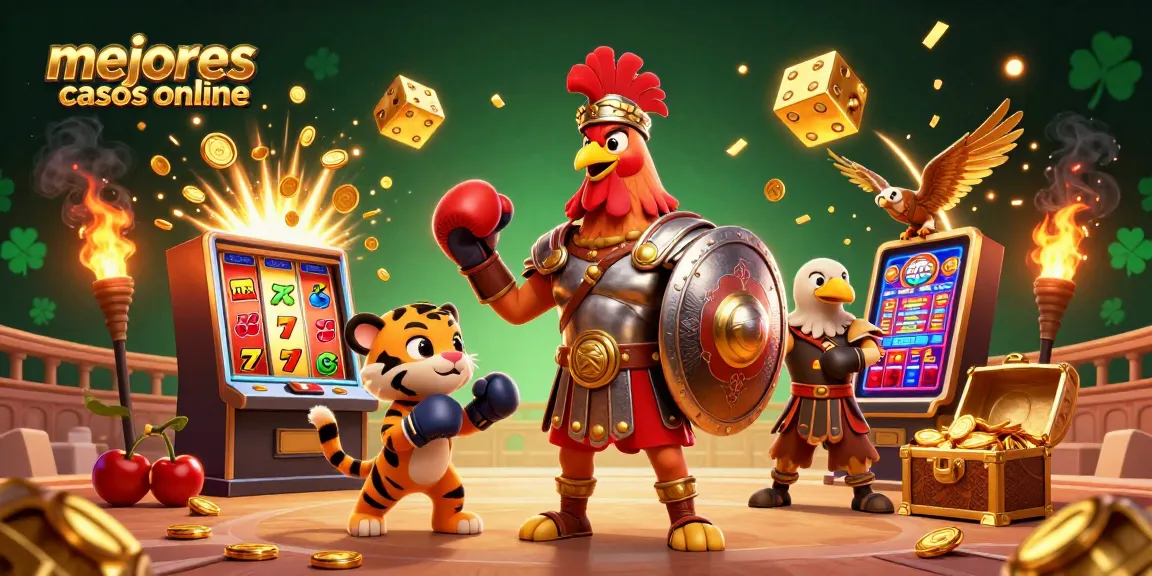 Descubre los mejores casinos online con un colorido y dinámico despliegue de tragamonedas y símbolos.