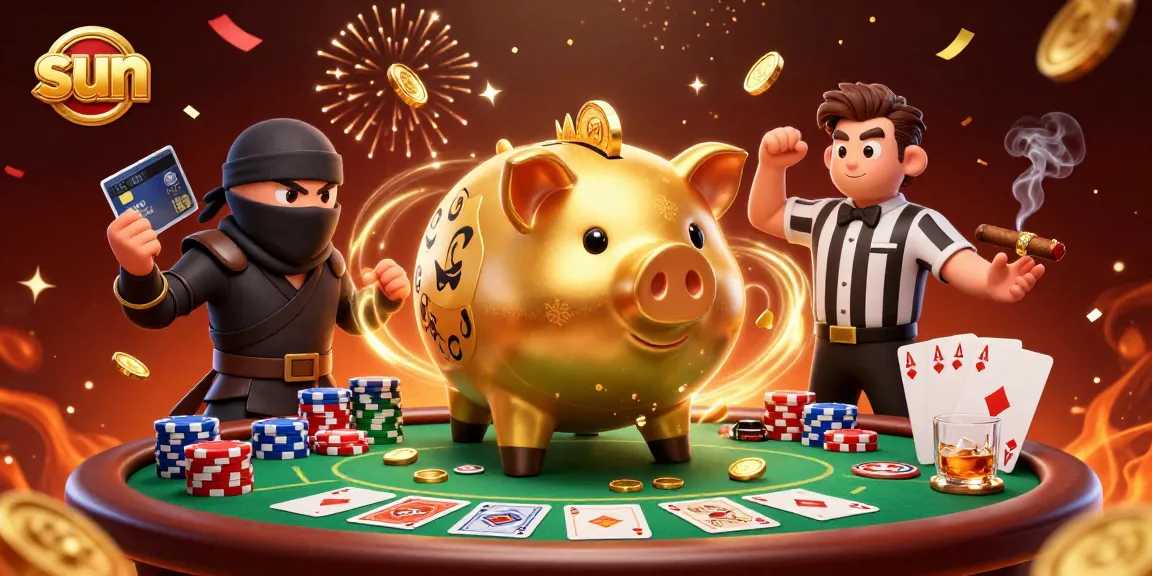 Experience thrilling poker action as sun-themed characters engage in dramatic play with golden coins scattered everywhere.