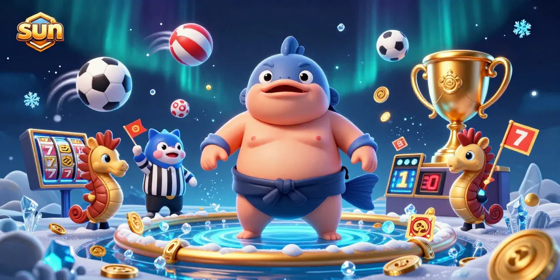 Engage with the sun-themed casino experience featuring a dynamic underwater setting, showcasing a fugu in a fun gambling scene.