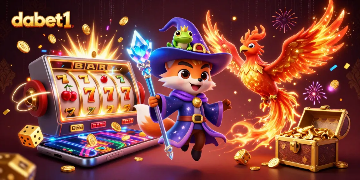 Experience dabet1 with a wizard fox and phoenix amid a vibrant casino explosion of wins.