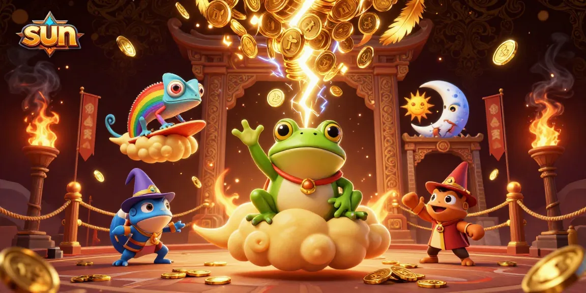 Experience the sun-soaked thrill of winning with golden coins amidst a vibrant casino scene.