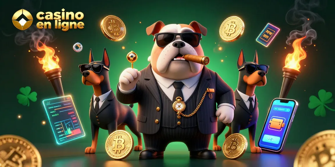 Gagnez au casino en ligne avec des stratégies gagnantes illustrées par un bouledogue mafia.