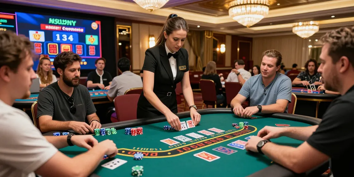 Baccarat Online players enjoying live casino experience with dealer and vibrant atmosphere