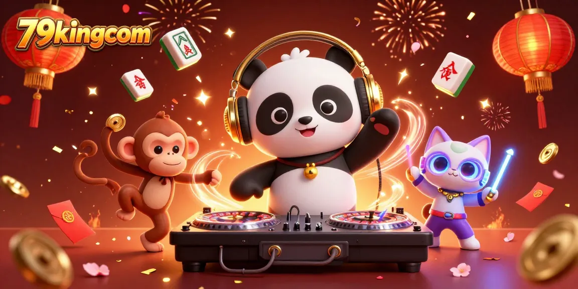 Celebrate the thrills of gambling at 79kingcom with vibrant casino-style characters in a festive scene.