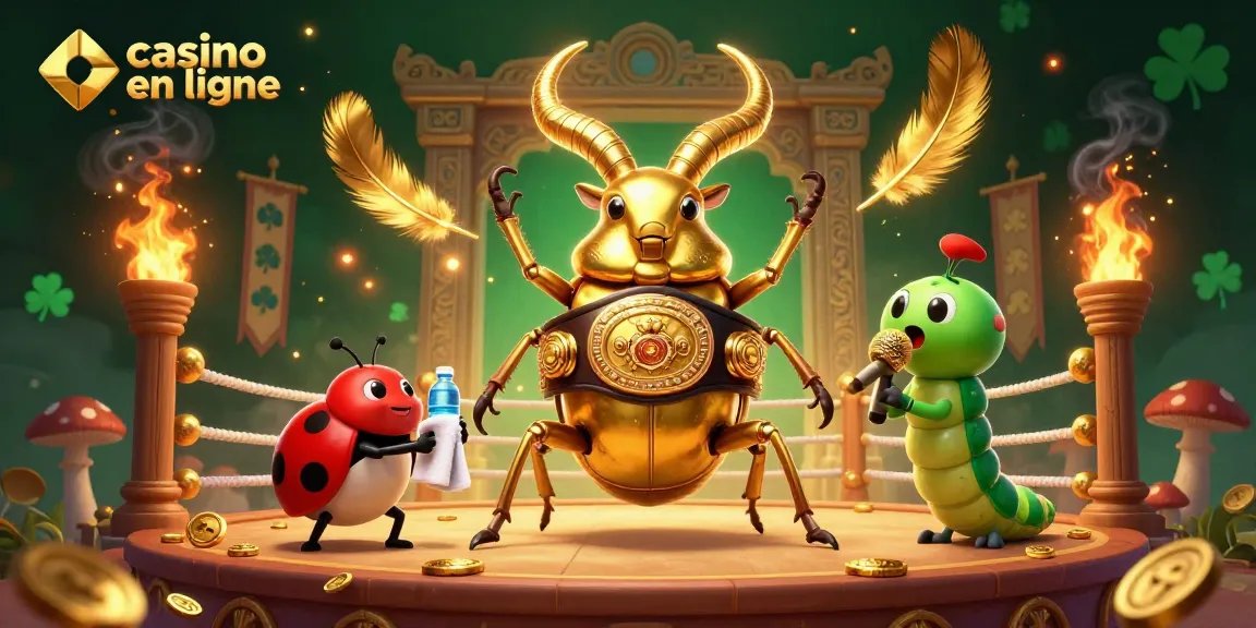 Vivez l'excitation de casino en ligne avec un combat épique entre insectes en 3D richement illustré.