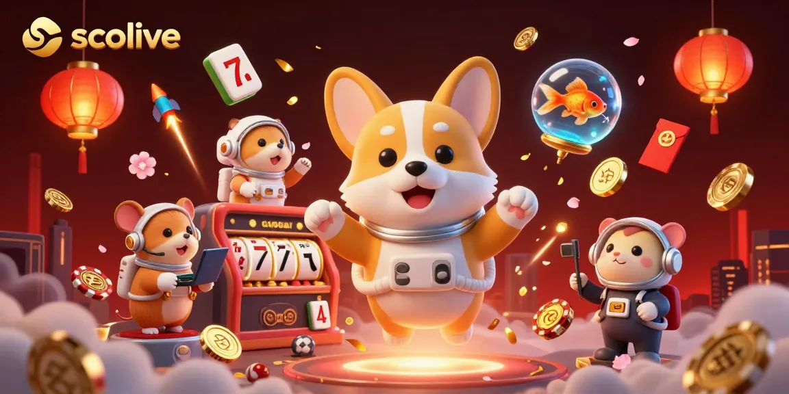 Socolive offers exciting online gaming with a 3D astronaut corgi in a dynamic casino scene.